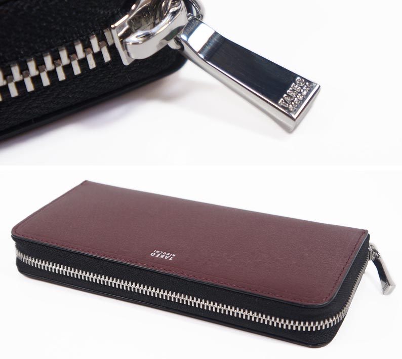 新品 定22,000円 タケオキクチ 牛革 ラウンドファスナー 長財布 ボルドー TAKEO KIKUCHI タケオキクチ イタリアンレザー ラウンド