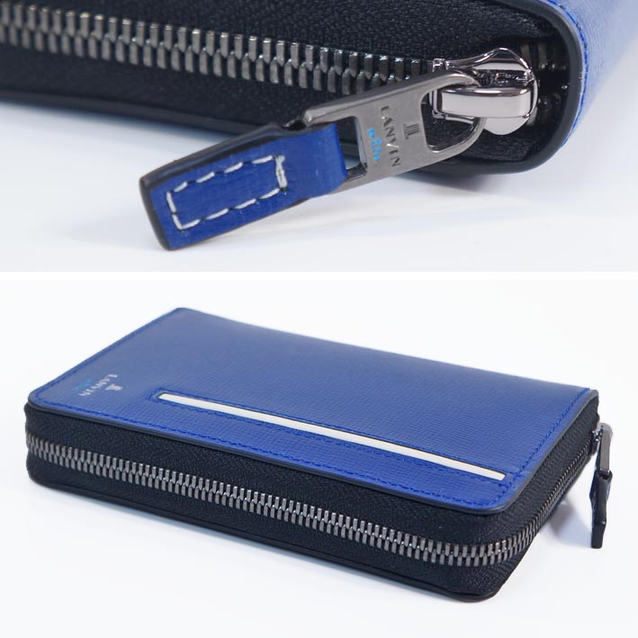極美品LANVIN on blue 羊革 ラムレザー ダブル ブラック 38 LANVIN en Bleu 二つ折り財布 ランバン オン ブルー ワグラム