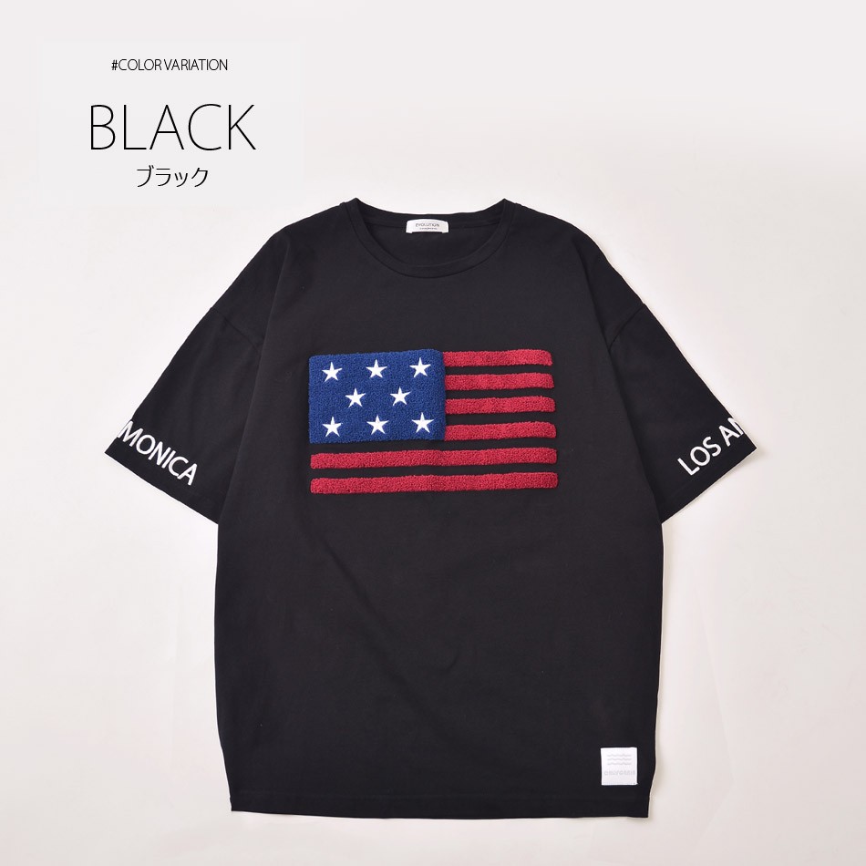 アメリカ国旗 USA tシャツ メンズ 半袖 カジュアル 白 黒 ビッグシルエット 大きいサイズ サ...