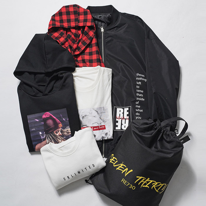 福袋 2023 メンズ ストリート 韓国ファッション ビッグシルエット 6点 MA1ジャケット プルパーカー トレーナー Tシャツ コーディガン RE730 セブンサーティー | RE730 | 01