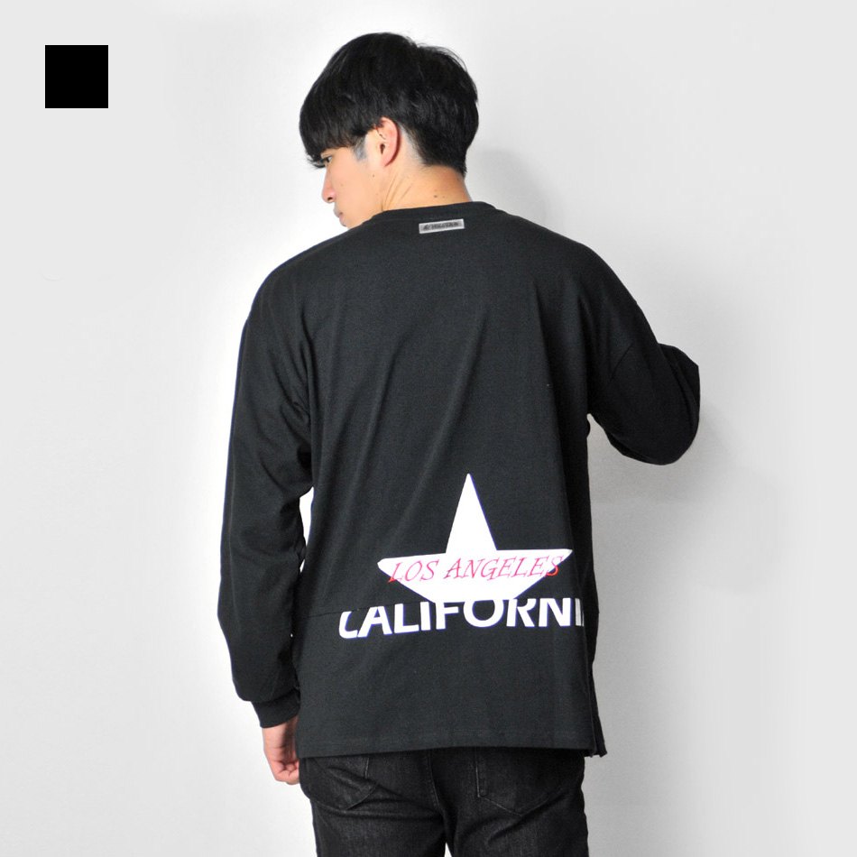 ビッグシルエット ビッグTシャツ ロンT メンズ 長袖 プリント 春秋冬 ストリート 韓国ファッション サーフ ロゴ ホワイト ベージュ ブラック 白 黒 M L XL LL 2L | EVOLUTION