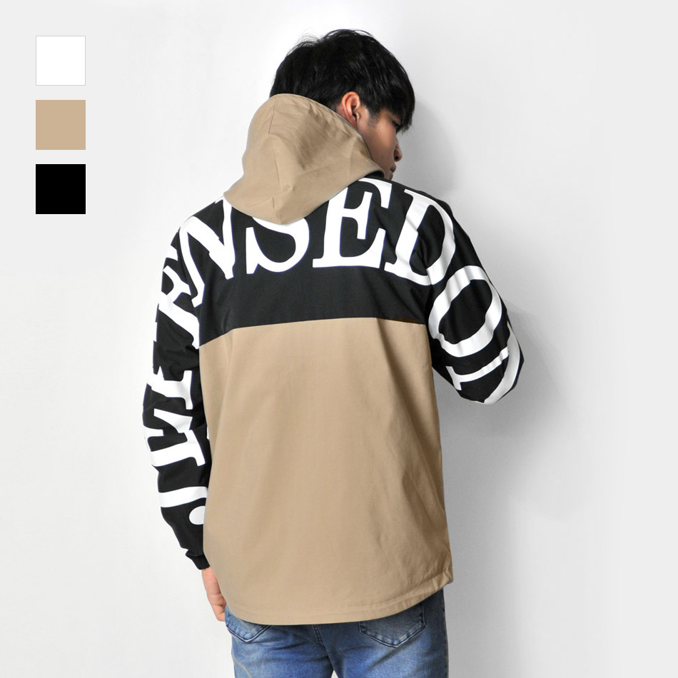 マウンテンパーカー メンズ ストリート  韓国 モード アウトドア 春秋冬 プリント ホワイト ベージュ 白 M L エボリューション evolution | EVOLUTION