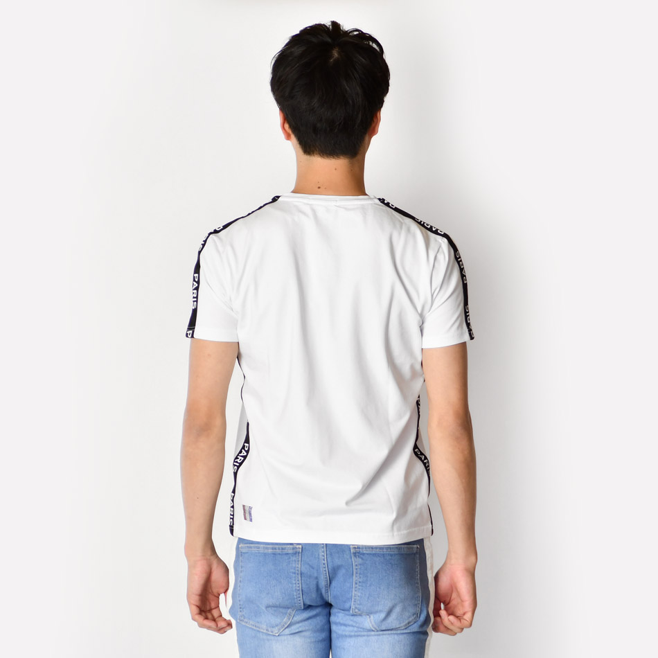 Tシャツ メンズ 半袖 ラインストーン ロゴ Vネック 春夏秋 サーフ系 BITTER系 ビター系 オラオラ系 お兄系 細め ティーシャツ 白 黒 ホワイト ブラック M L XL | EVOLUTION | 07