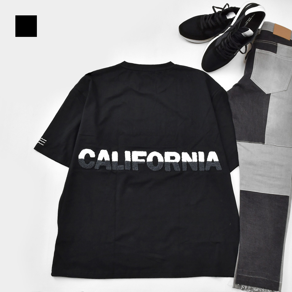 ビッグシルエット Tシャツ メンズ 半袖 大きいサイズ 春夏秋 韓国 ストリート サーフ BITTER ビター サガラ刺繍 ロゴ ホワイト ベージュ ブラック 白 黒 M L XL | EVOLUTION