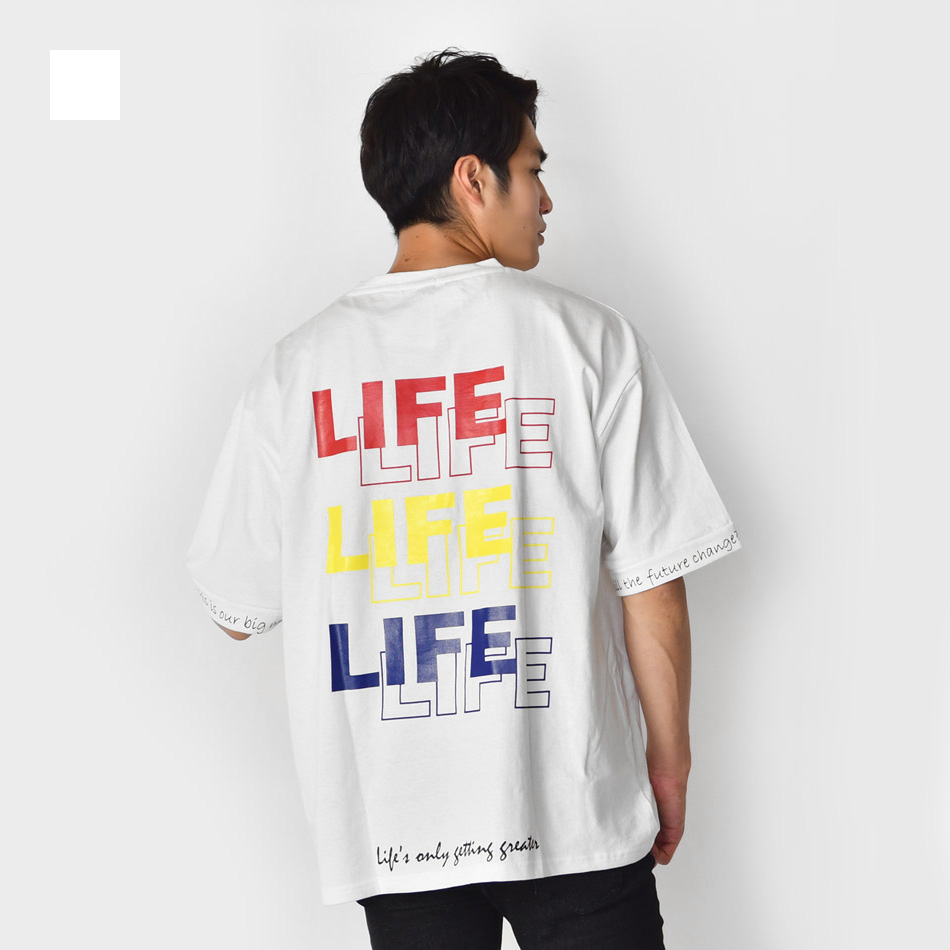 ビッグシルエット Tシャツ メンズ 半袖 大きいサイズ 韓国 ストリート サーフ BITTER ビター ロゴ バックプリント ホワイト ベージュ ブラック 白 黒 M L XL | EVOLUTION