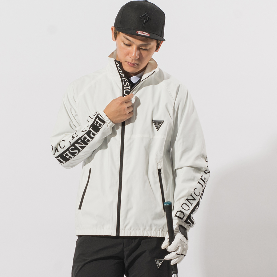 ナイロンダブルライントラックジャケット メンズ ロゴ ゴルフ アウトドア ストリート 白 黒 ホワイト ベージュ ブラック M L XL | EVOLUTION | 01