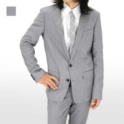 スーツ メンズ セットアップ 上下セット スリム 細め タイト 総裏 グレー チャコール ブラック | 