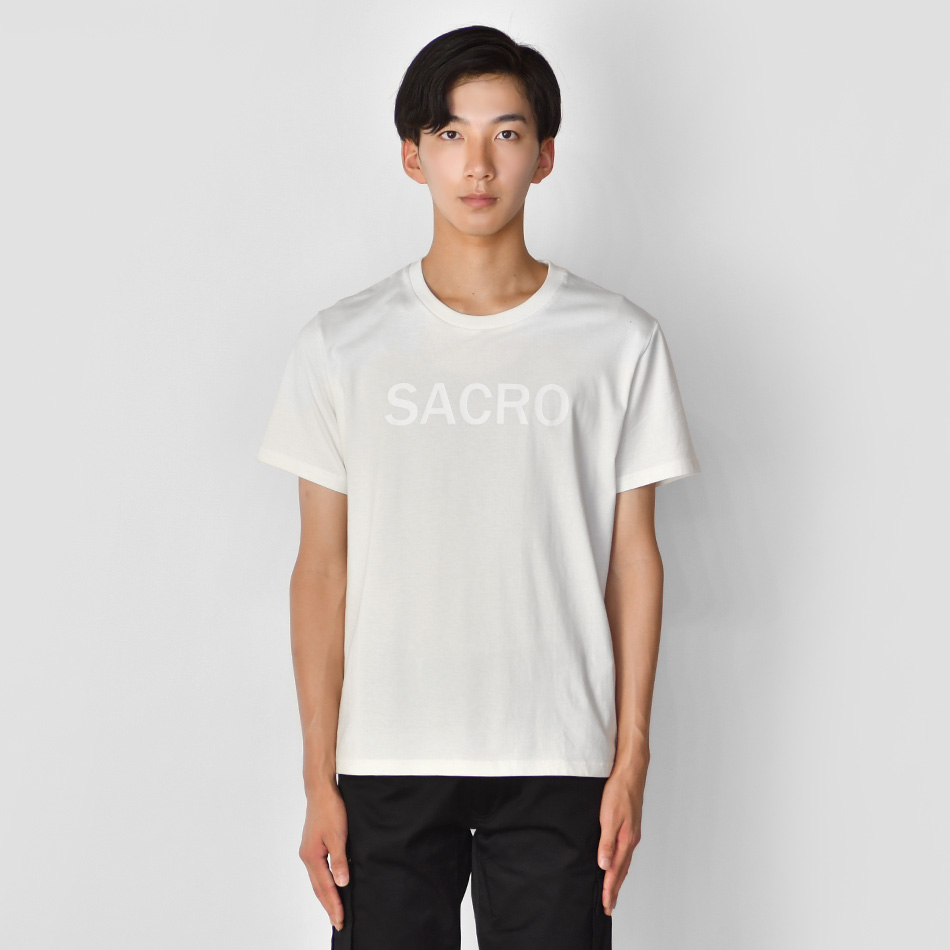 tシャツ メンズ 半袖 ロゴ 白 黒 M L XL 3L 大きいサイズ クルーネック ホワイト ブラック カットソー Sacro サークロ｜sshk｜09