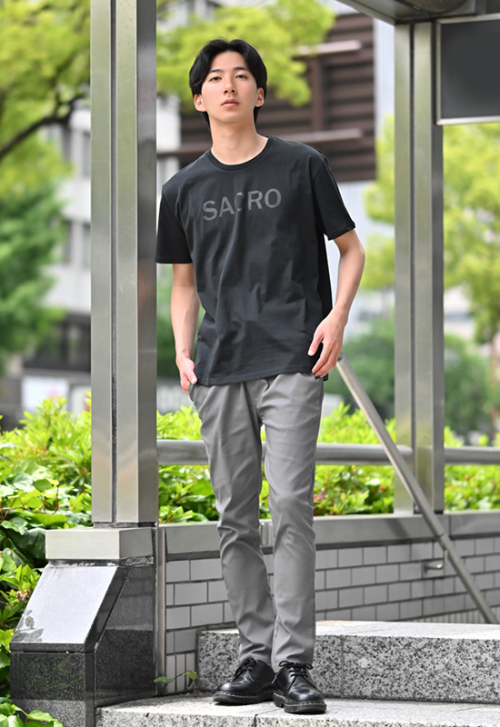 tシャツ メンズ 半袖 ロゴ 白 黒 M L XL 3L 大きいサイズ クルーネック ホワイト ブラック カットソー Sacro サークロ｜sshk｜08