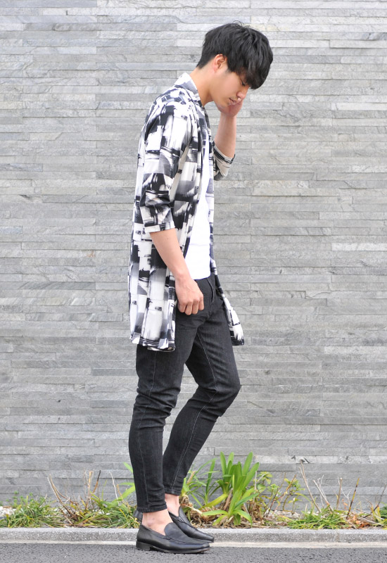 サマー カーディガン メンズ サマーニット ロングカーディガン 薄手 7分袖 半袖 ロング丈 総柄 春夏秋 グレー ブラック レッド 赤 黒 M L XL 21138 | EVOLUTION | 10