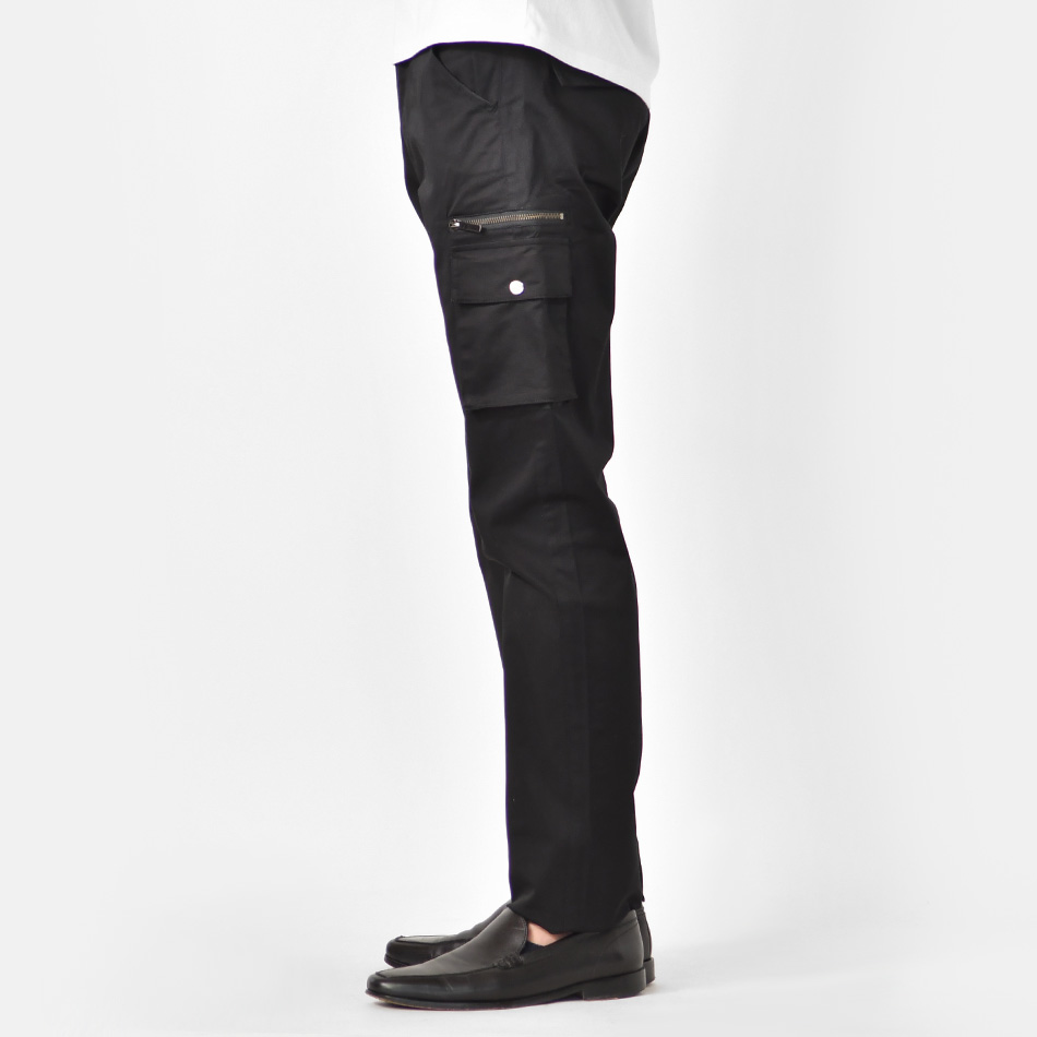 カーゴパンツ メンズ スリム タイト 細め 細身 綺麗め モード ストレッチ 春夏秋冬 ミリタリー 軍パン テーパードパンツ ベージュ カーキ ブラック 黒 | EVOLUTION | 10
