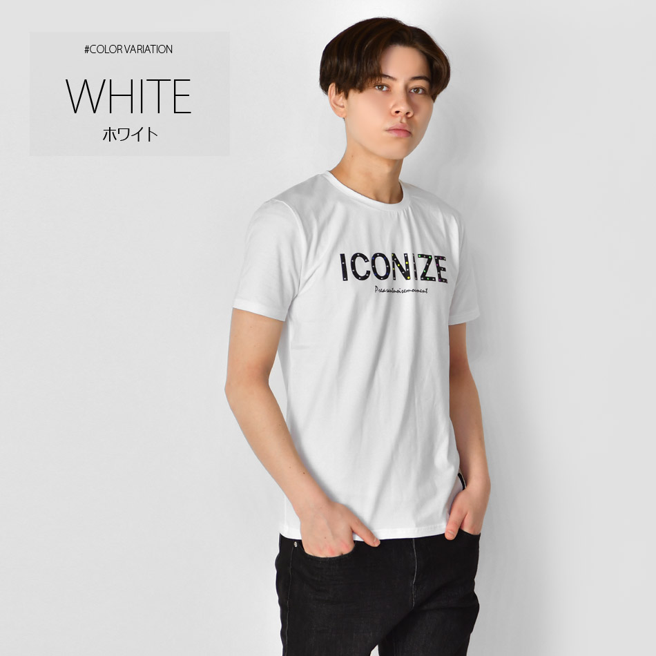 Tシャツ メンズ 半袖 ロゴ ロゴティー ラインストーン クルーネック サーフ系 ビター系 ストリート系 ホワイト ブラック 白 黒 M L XL LL 2L | EVOLUTION | 01