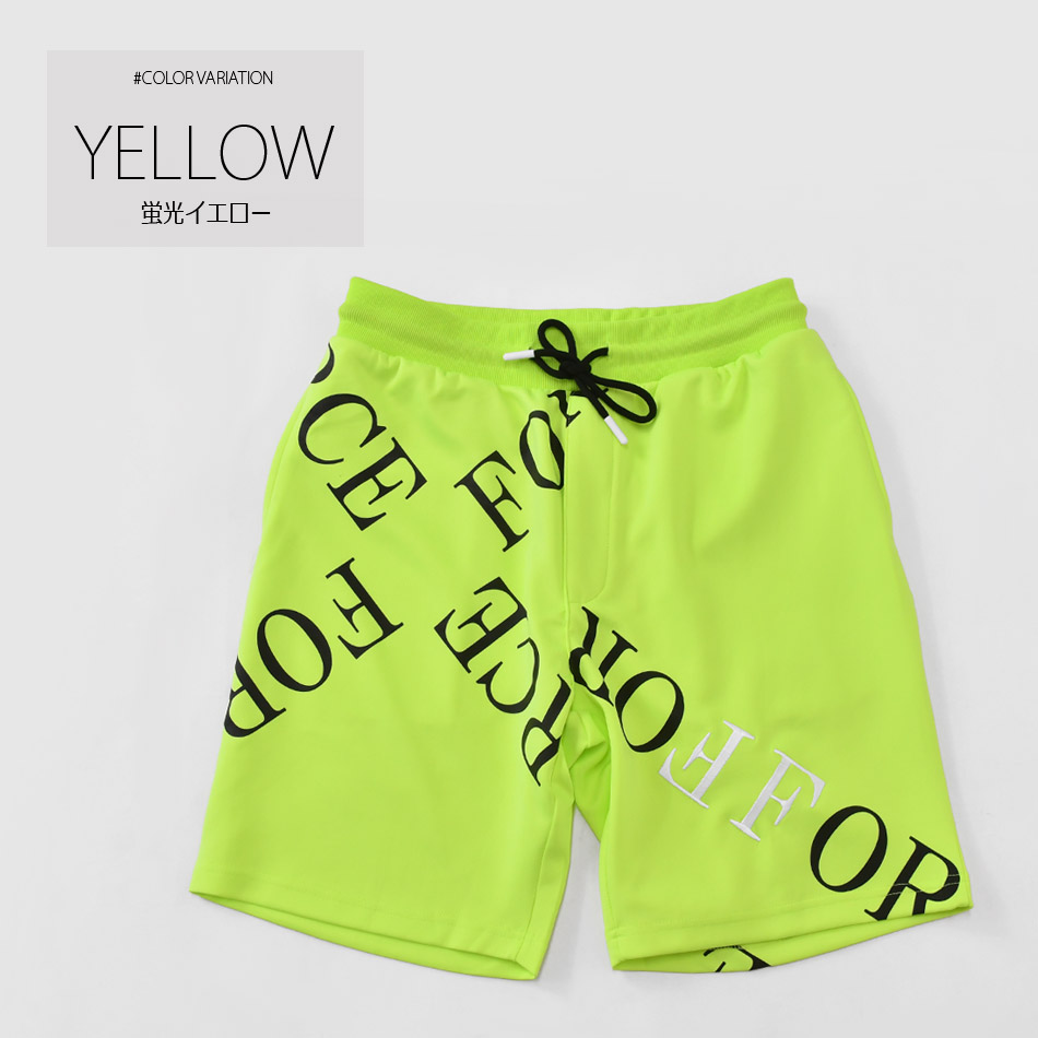 ハーフパンツ メンズ ショートパンツ ハーパン プリント 総柄 ストリート サーフ オラオラ系 モード ビター系 蛍光 白 黒 ホワイト イエロー ブラック M L XL | EVOLUTION | 02