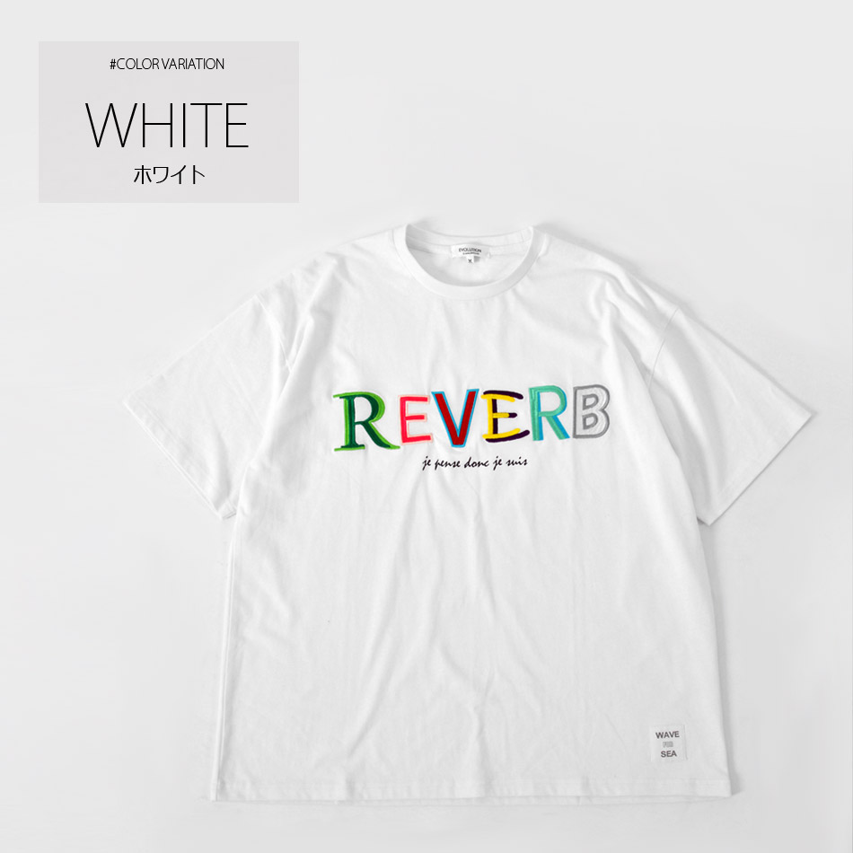 Tシャツ メンズ ティーシャツ ビッグシルエット 半袖 ロゴ 刺繍 サーフ系 ストリート系 韓国ファッション ビター系 ホワイト ブラック グレージュ 白 黒 M L XL | EVOLUTION | 01
