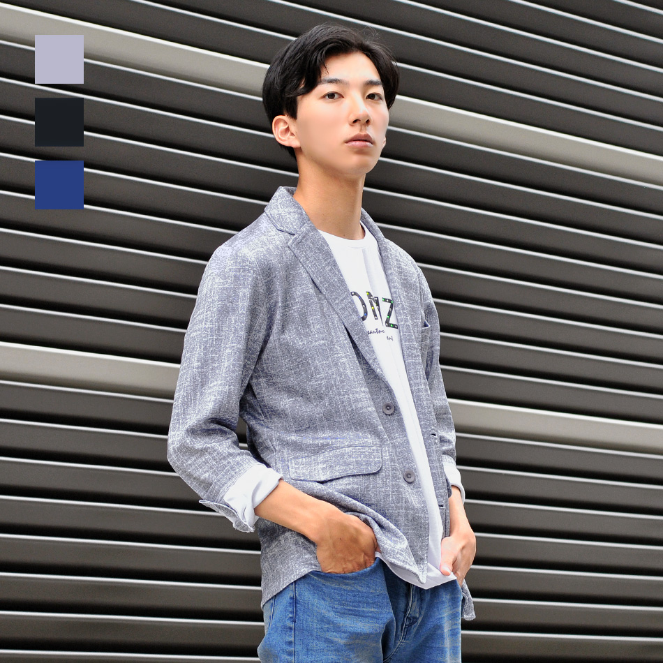 ジャケット メンズ 大きいサイズ ストレッチ テーラード 春夏秋冬 黒 紺 グレー ブラック ネイビー ヘリンボーン ストライプ M L XL LL 2L 3L 4L 5L 23519 | EVOLUTION