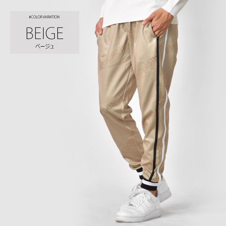 ジョガーパンツ メンズ ジャージ スウェット ポンチ 総柄 ロゴ ゴルフウエア ストリート サーフ ビター オラオラ系 春夏秋冬 紺 ベージュ ネイビー M L XL | EVOLUTION | 01