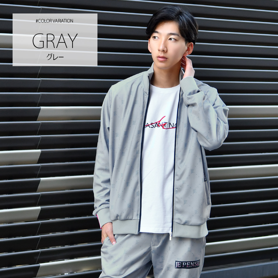 トラックジャケット メンズ ジャージ ロゴ プリント 黒 春秋冬 ゴルフウエア サーフ系 ビター オラオラ ストリート 韓国ファッション グレー ブラック M L XL | EVOLUTION | 01