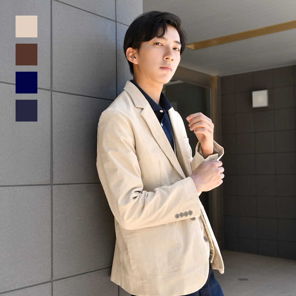 ジャケット メンズ 秋冬 テーラードジャケット コーデュロイ 大きいサイズ 2釦 ビジネス 綺麗め ベージュ ブラウン ブラック ネイビー チャコールグレー 26516 | EVOLUTION