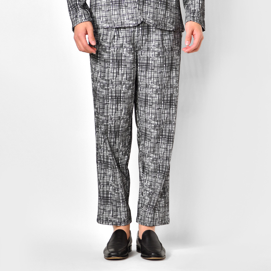 テーパードパンツ メンズ アンクルパンツ イージーパンツ 春夏秋冬 スリム タイト 細め 総柄 綺麗め モード BITTER お兄 総柄 グレー ブラック 黒 M L XL 31103 | EVOLUTION | 07