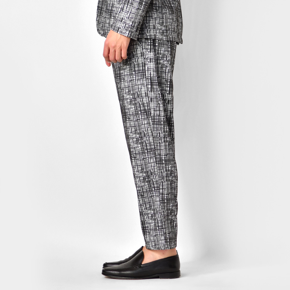 テーパードパンツ メンズ アンクルパンツ イージーパンツ 春夏秋冬 スリム タイト 細め 総柄 綺麗め モード BITTER お兄 総柄 グレー ブラック 黒 M L XL 31103 | EVOLUTION | 08
