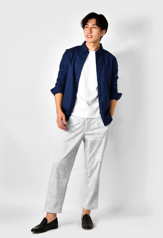 テーパードパンツ メンズ アンクルパンツ イージーパンツ 春夏秋冬 スリム タイト 細め 総柄 綺麗め モード BITTER お兄 総柄 グレー ブラック 黒 M L XL 31103 | EVOLUTION | 05