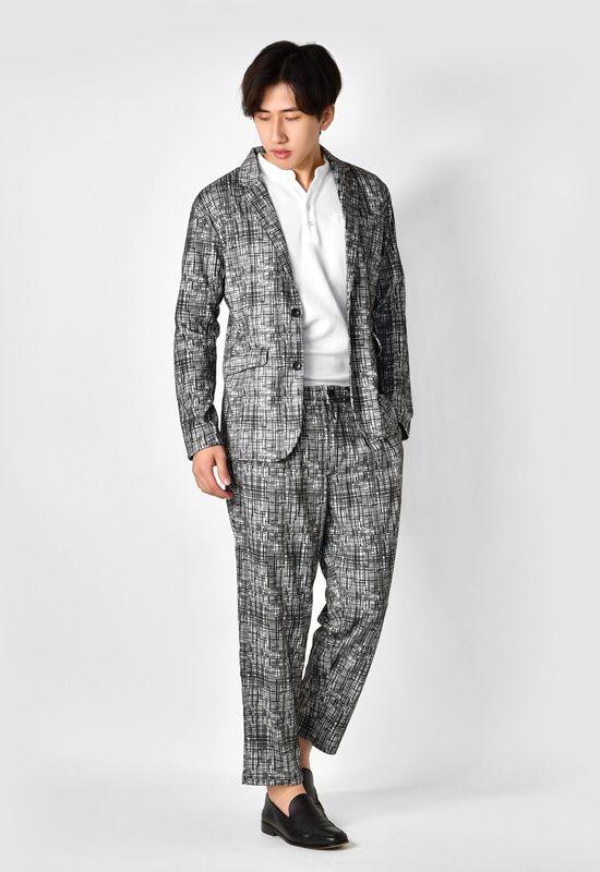 テーパードパンツ メンズ アンクルパンツ イージーパンツ 春夏秋冬 スリム タイト 細め 総柄 綺麗め モード BITTER お兄 総柄 グレー ブラック 黒 M L XL 31103 | EVOLUTION | 06