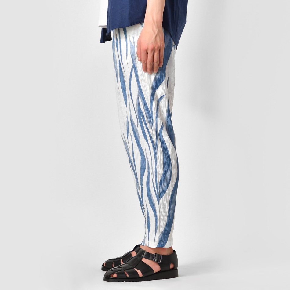 イージーパンツ メンズ テーパードパンツ 薄手 プリーツ ストレッチ 春秋冬 ビター系 韓国ファッション モード ブルー ブラウン グレー ブラック ペイズリー M L | EVOLUTION | 15