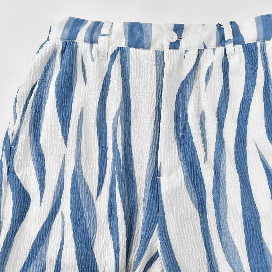 イージーパンツ メンズ テーパードパンツ 薄手 プリーツ ストレッチ 春秋冬 ビター系 韓国ファッション モード ブルー ブラウン グレー ブラック ペイズリー M L | EVOLUTION | 17