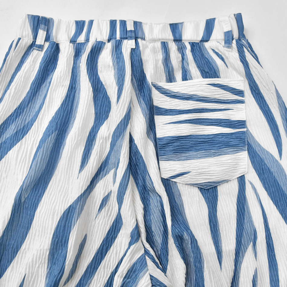 イージーパンツ メンズ テーパードパンツ 薄手 プリーツ ストレッチ 春秋冬 ビター系 韓国ファッション モード ブルー ブラウン グレー ブラック ペイズリー M L | EVOLUTION | 18