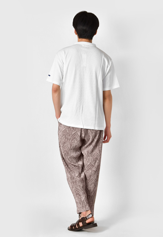 イージーパンツ メンズ テーパードパンツ 薄手 プリーツ ストレッチ 春秋冬 ビター系 韓国ファッション モード ブルー ブラウン グレー ブラック ペイズリー M L | EVOLUTION | 09