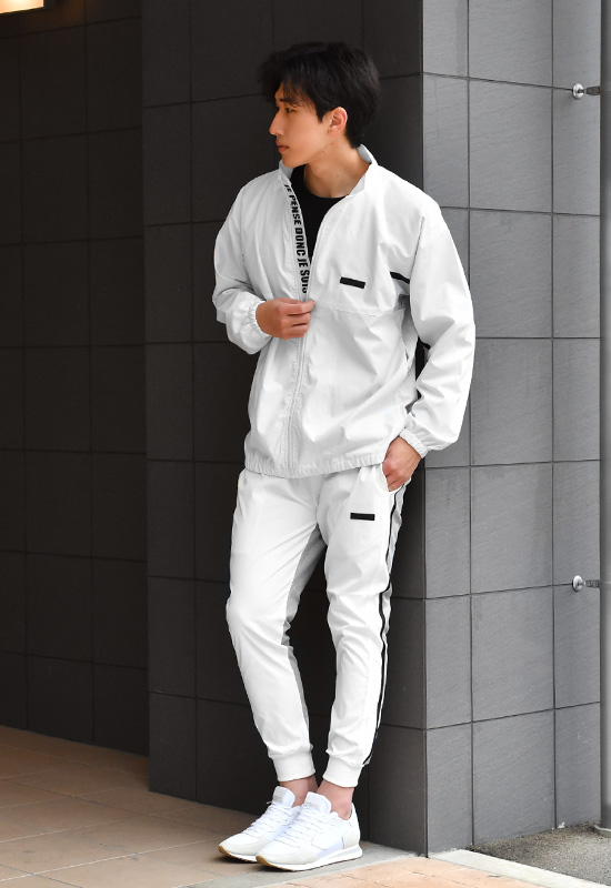 トラックジャケット メンズ ウィンドブレーカー 春秋冬 撥水 ロゴ アウトドア 釣り キャンプ ゴルフウエア ストリート スポーツ 白 黒 ホワイト ブラック M L XL | EVOLUTION | 06