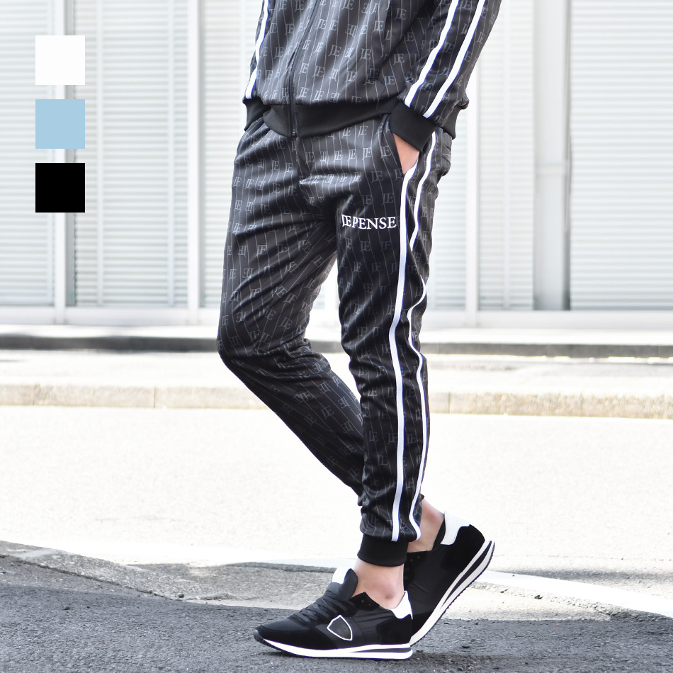 ジョガーパンツ メンズ スウェットパンツ ポンチ 総柄 ロゴ ストリート サーフ ビター系 オラオラ系 春夏秋冬 ホワイト ブラック ライトブルー 白 黒 青 M L XL | EVOLUTION