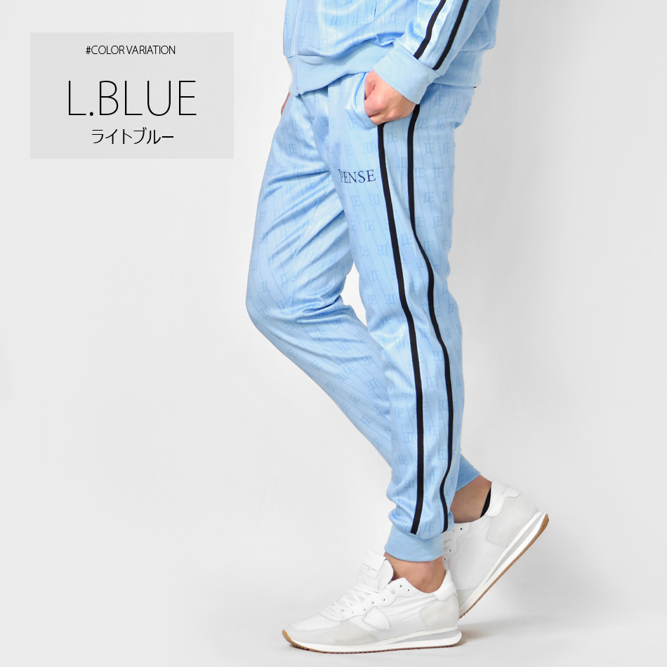 ジョガーパンツ メンズ スウェットパンツ ポンチ 総柄 ロゴ ストリート サーフ ビター系 オラオラ系 春夏秋冬 ホワイト ブラック ライトブルー 白 黒 青 M L XL | EVOLUTION | 02