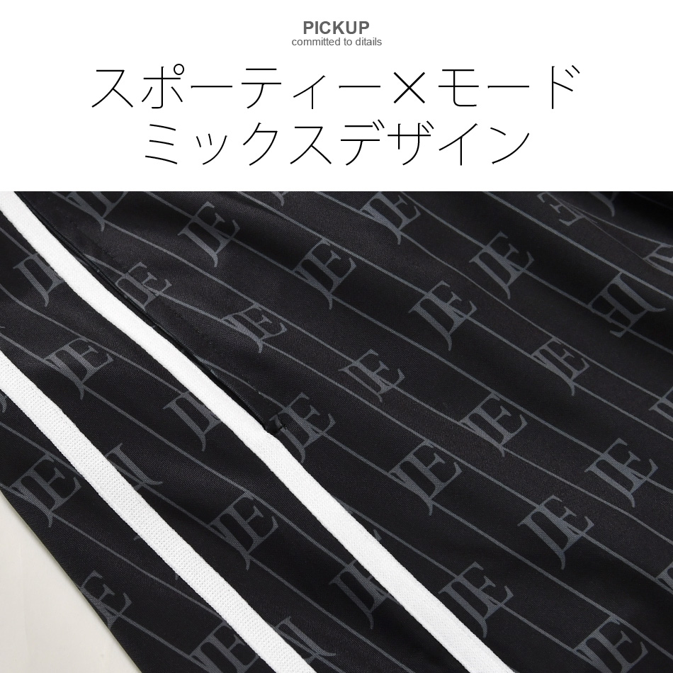 ジョガーパンツ メンズ スウェットパンツ ポンチ 総柄 ロゴ ストリート サーフ ビター系 オラオラ系 春夏秋冬 ホワイト ブラック ライトブルー 白 黒 青 M L XL | EVOLUTION | 04