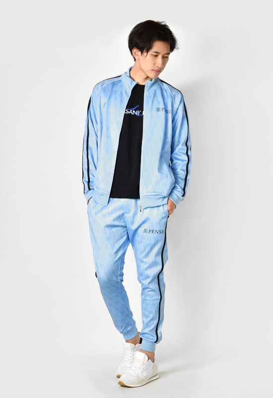 ジョガーパンツ メンズ スウェットパンツ ポンチ 総柄 ロゴ ストリート サーフ ビター系 オラオラ系 春夏秋冬 ホワイト ブラック ライトブルー 白 黒 青 M L XL | EVOLUTION | 07