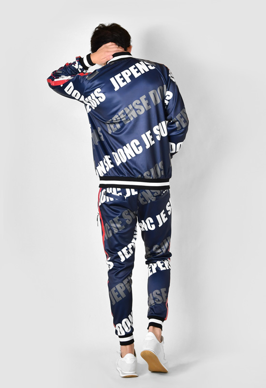 トラックジャケット メンズ ロゴ プリント 春秋冬 モード ゴルフウエア サーフ ビター系 オラオラ系 ストリート系 紺 黒 ライトグレー ネイビー ブラック M L XL | EVOLUTION | 07