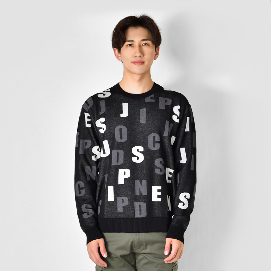 ニット メンズ セーター 長袖 ロゴ クルーネック 春秋冬 ユニセックス ゴルフ ストリート モード サーフ ビター オラオラ系 ホワイト ブラック 白 黒 M L XL | EVOLUTION | 06