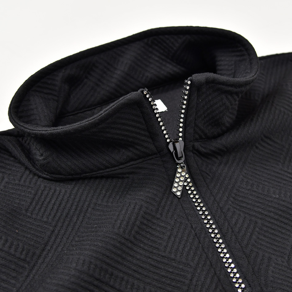 ポロシャツ メンズ 無地 半袖 ラインストーン 衿ワイヤー入り 総柄 ゴルフウエア モード 綺麗め ビター オラオラ系 タイト 細め 白 黒 ホワイト ブラック M L XL | EVOLUTION | 12