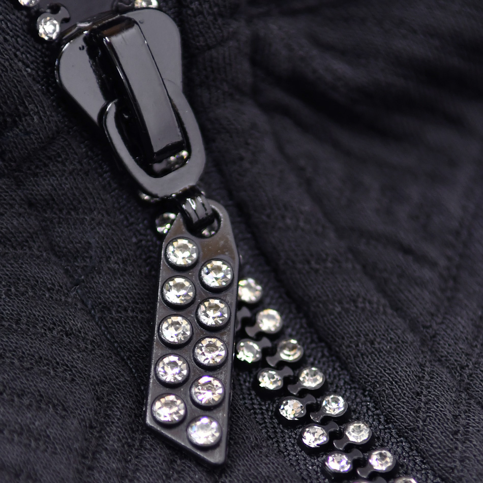 ポロシャツ メンズ 無地 半袖 ラインストーン 衿ワイヤー入り 総柄 ゴルフウエア モード 綺麗め ビター オラオラ系 タイト 細め 白 黒 ホワイト ブラック M L XL | EVOLUTION | 13