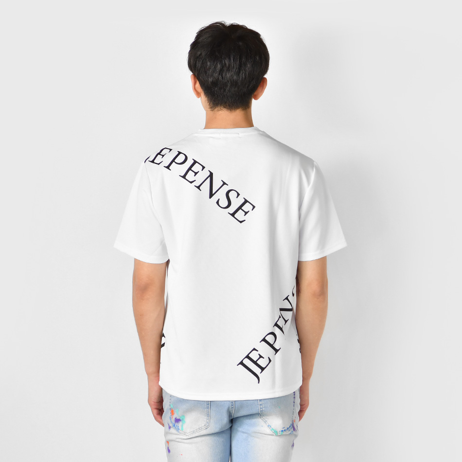 tシャツ メンズ カットソー 半袖 ロゴ 刺繍 ポンチ クルーネック サーフ系 オラオラ系 お兄系 ジムウエア ゴルフウエア 春夏秋 白 黒 ホワイト ブラック M L XL | EVOLUTION | 11