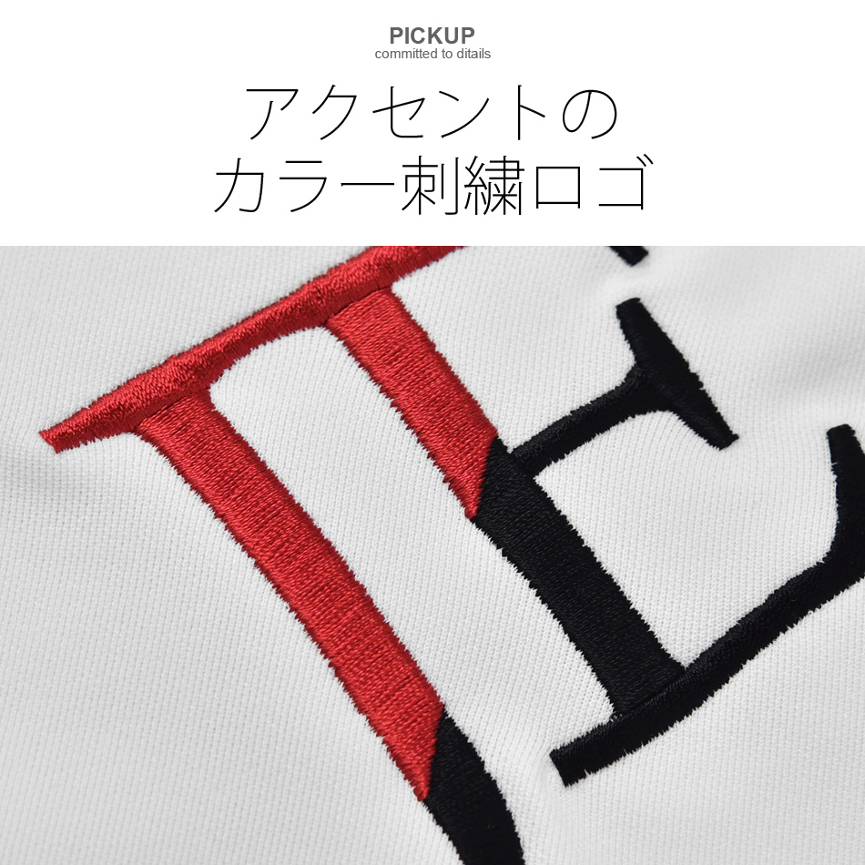 tシャツ メンズ カットソー 半袖 ロゴ 刺繍 ポンチ クルーネック サーフ系 オラオラ系 お兄系 ジムウエア ゴルフウエア 春夏秋 白 黒 ホワイト ブラック M L XL | EVOLUTION | 03