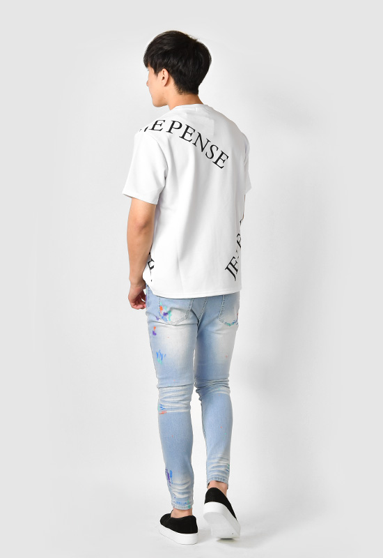 tシャツ メンズ カットソー 半袖 ロゴ 刺繍 ポンチ クルーネック サーフ系 オラオラ系 お兄系 ジムウエア ゴルフウエア 春夏秋 白 黒 ホワイト ブラック M L XL | EVOLUTION | 07