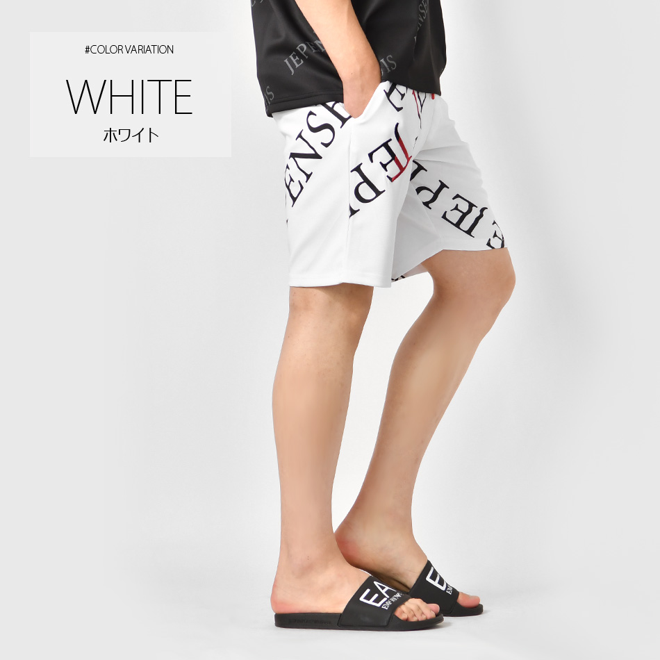 ハーフパンツ メンズ ショートパンツ ロゴ 刺繍 ポンチ モード オラオラ系 お兄系 ジムウエア ゴルフウエア スポーツ 春夏秋 白 黒 ホワイト ブラック M L XL | EVOLUTION | 06