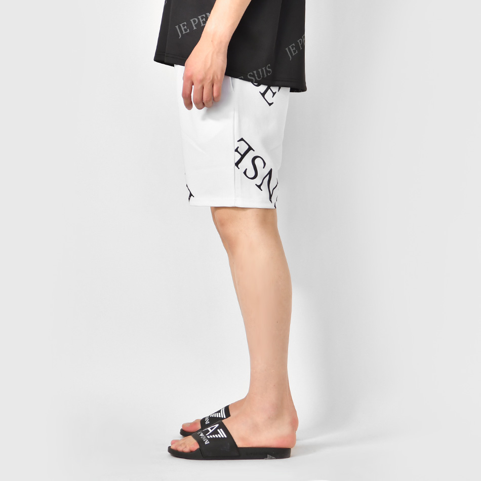 ハーフパンツ メンズ ショートパンツ ロゴ 刺繍 ポンチ モード オラオラ系 お兄系 ジムウエア ゴルフウエア スポーツ 春夏秋 白 黒 ホワイト ブラック M L XL | EVOLUTION | 11