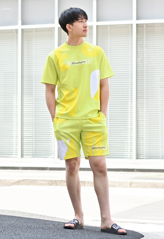 ハーフパンツ メンズ ショートパンツ ロゴ 刺繍 ポンチ モード オラオラ系 お兄系 ジムウエア ゴルフウエア 春夏秋 白 黄 黒 ホワイト イエロー ブラック M L XL | EVOLUTION | 10