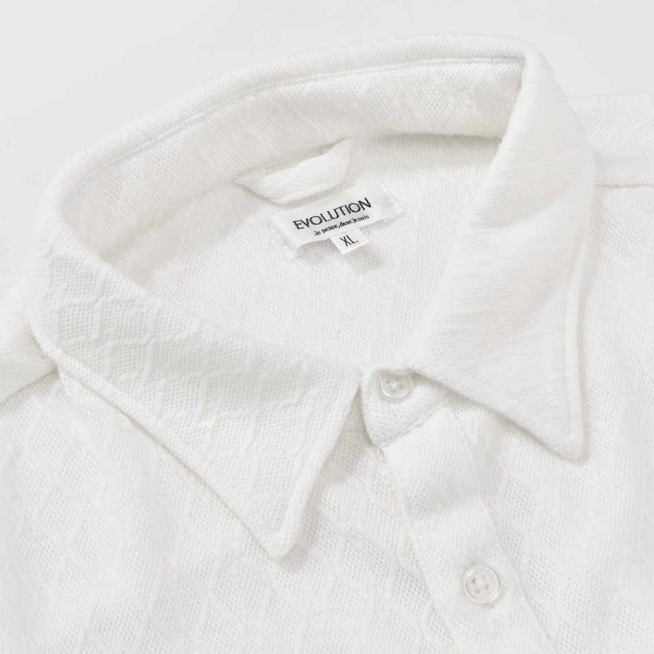 シャツ メンズ ニット カジュアル  無地 ストレッチ 七分袖 タイト 春夏秋 サーフ系 オラオラ系 白 緑 青 黒 ホワイト グリーン サックスブルー ブラック M L XL | EVOLUTION | 16