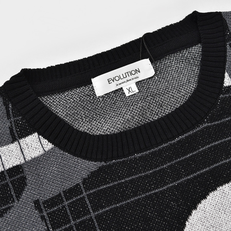 サマーニット メンズ Tシャツ 半袖 ロゴ 春夏秋 韓国ファッション モード系 サーフ オラオラ ビター カジュアル 白 黒 ホワイト グレー ブラック ロゴ M L XL | EVOLUTION | 14