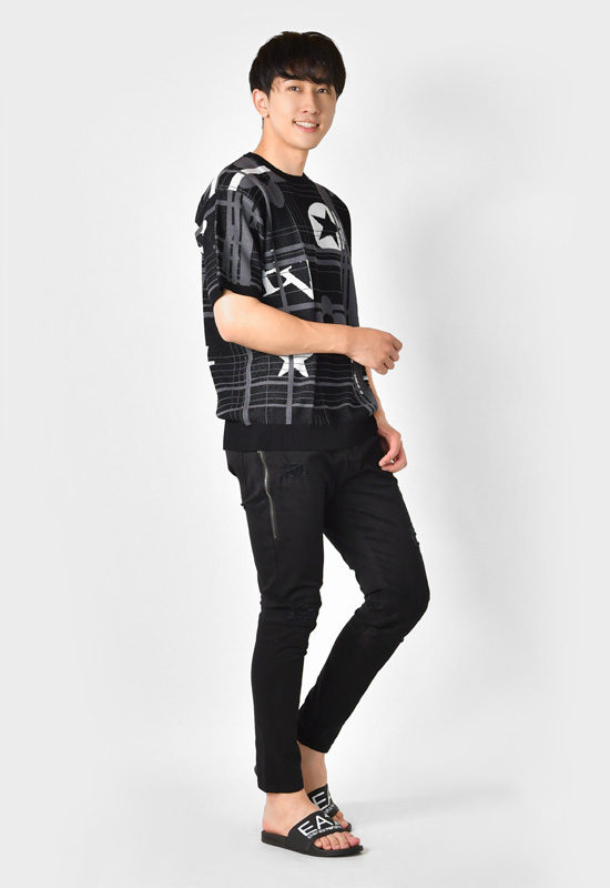 サマーニット メンズ Tシャツ 半袖 ロゴ 春夏秋 韓国ファッション モード系 サーフ オラオラ ビター カジュアル 白 黒 ホワイト グレー ブラック ロゴ M L XL | EVOLUTION | 10