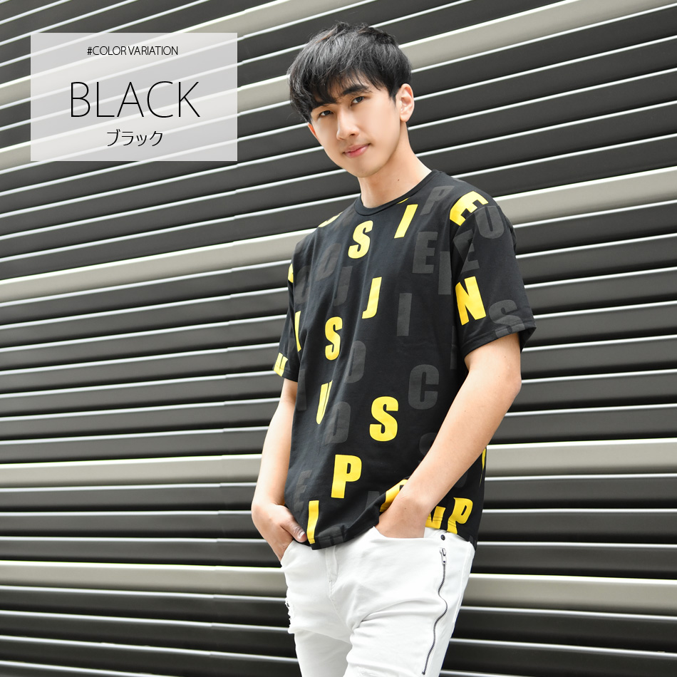 Tシャツ メンズ 半袖 ロゴ プリント クルーネック 総柄 派手 春夏秋 ゴルフウエア ストリート系 サーフ系 モード系 オラオラ系 白 黒 ホワイト ブラック M L XL | EVOLUTION | 06