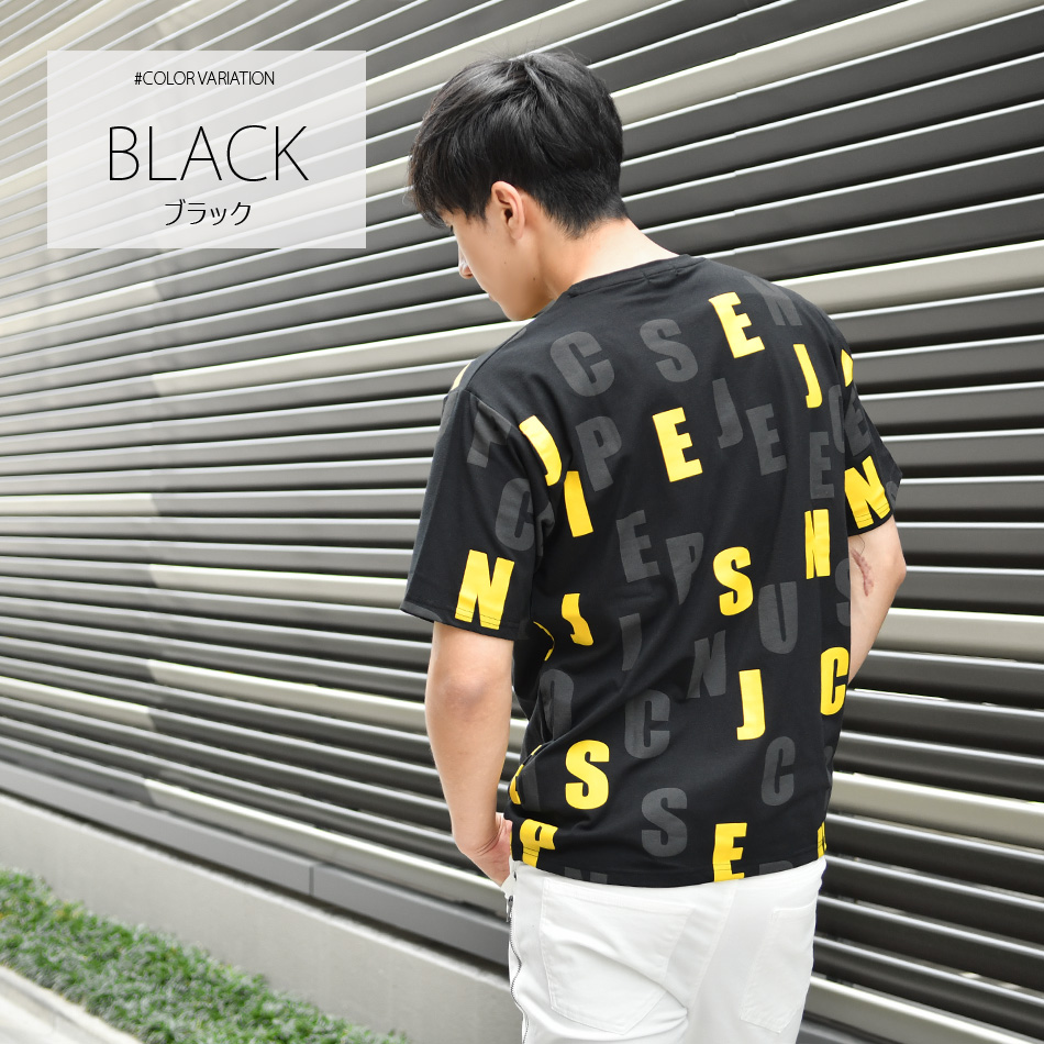 Tシャツ メンズ 半袖 ロゴ プリント クルーネック 総柄 派手 春夏秋 ゴルフウエア ストリート系 サーフ系 モード系 オラオラ系 白 黒 ホワイト ブラック M L XL | EVOLUTION | 02